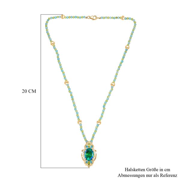 D joy Pfau Quarz Triplette, Peridot Halskette ca. 45 cm 925 Silber Rhodiniert und 750 Gelbgold Vermeil ca. 32,48 ct. image number 5