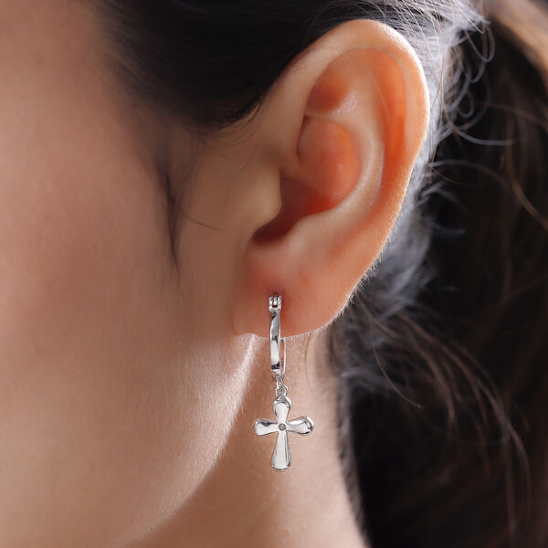 Weiße Diamant-Ohrringe, 925 Silber platiniert image number 3