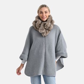 Elastischer Webpelz-Schal, Einheitsgröße, Hellbraun