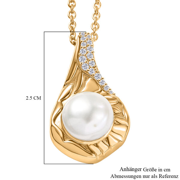 EverTrue S&uuml;&szlig;wasser Perle und Zirkon Anh&auml;nger mit 50cm Kette in Goldton image number 6