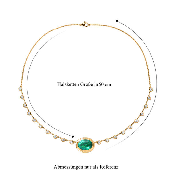 EVER TRUE Smaragd-Quarz Triplette, Wei&szlig;er Topas Halskette ca. 50 cm Nickelfreies Messing ca. 13,76 ct. image number 5