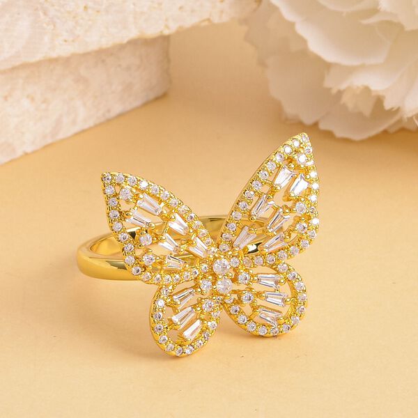 Weißer Zirkonia-Ring, (Größe 18.00), ca. 1,56  goldfarben 1.56 ct image number 2