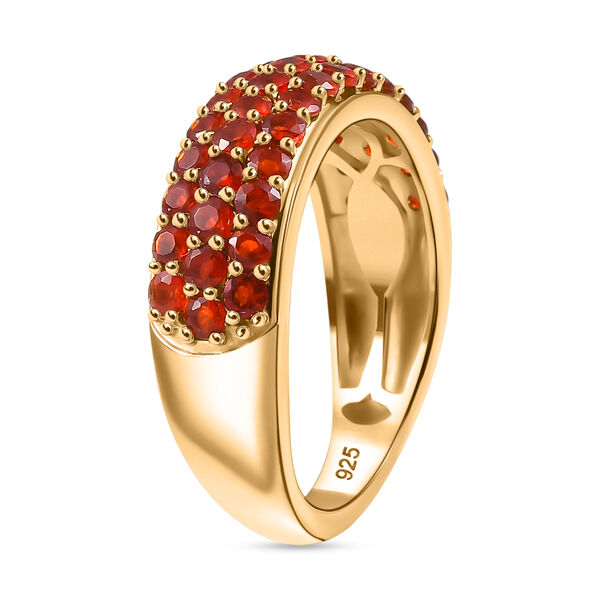 Mexikanischer Kirschfeueropal Ring 925 Silber 750 Gelbgold Vermeil (Gr&ouml;&szlig;e 18.00) ca. 1.29 ct image number 4