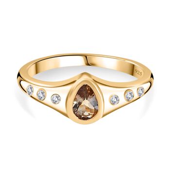AA nat&uuml;rlicher, goldener Tansanit und Zirkon-Ring - 0,52 ct.