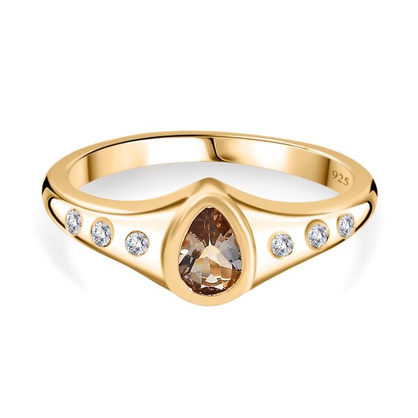 AA nat&uuml;rlicher, goldener Tansanit und Zirkon-Ring - 0,52 ct.