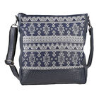 Crossbody-Tasche aus echtem Leder und Jacquard mit Krokoprägung Größe: 35x11x34,30 cm, marineblau