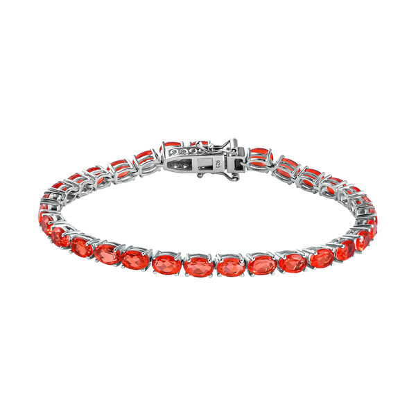 Padparadscha Quarz Triplette-Armband, ca. 19 cm, 925 Silber platiniert ca. 15.57 ct
