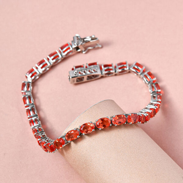 Padparadscha Quarz Triplette-Armband, ca. 20 cm, 925 Silber platiniert ca. 16.54 ct image number 2