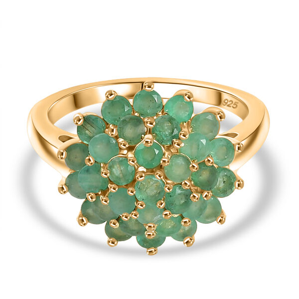 Socoto Smaragd Ring 925 Silber 750 Gelbgold Vermeil (Gr&ouml;&szlig;e 17.00) ca. 1,98 ct