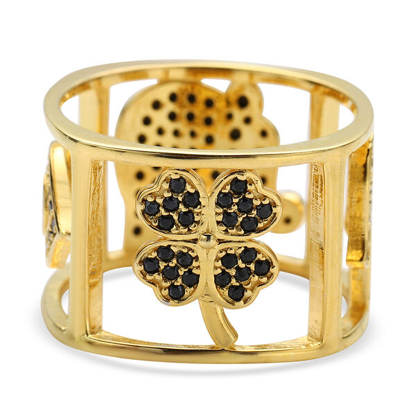 Schwarzer Spinell Ring, 925 Silber vergoldet  ca. 1,35 ct image number 4