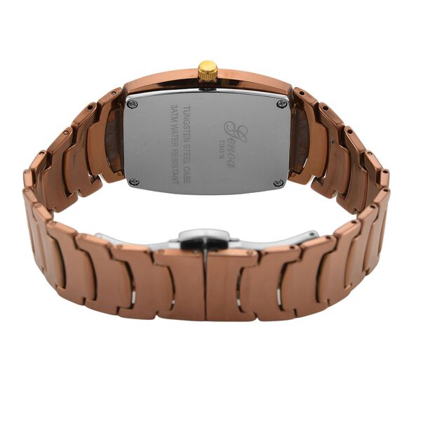 GENOA - Armbanduhr mit Datumsanzeige, Japanische-Uhrwerk mit Weißer Kristall, Wolframstahlgehäuse, Reiner Edeslstahl, Champagner image number 6