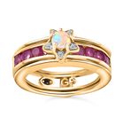 GP Celestial Dream Collection - Afrikanischer Rubin Afrikanischer Rubin und Welo Opal Ring Set, ca. 2,03 ct. image number 4