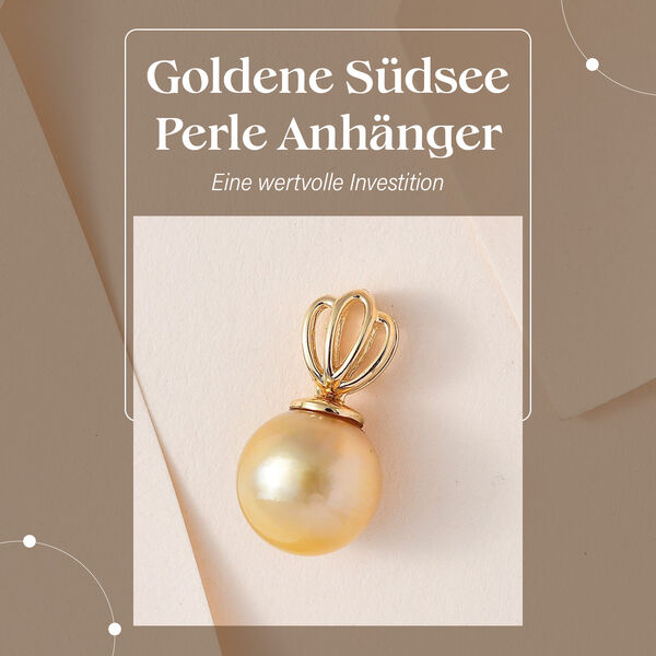 ILIANA AAA 10-11mm goldene S&uuml;dseeperle Anh&auml;nger in 750 Gold image number 2