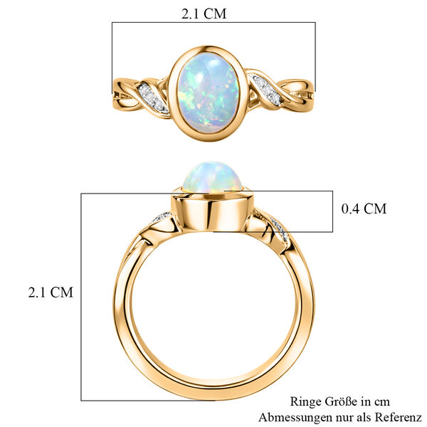 Nat&uuml;rlicher, &auml;thiopischer Opal und Zirkon-Ring, 925 Silber vergoldet  ca. 0,84 ct image number 7