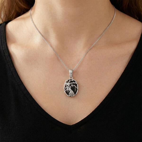 D'Joy Shungit Schmuckset ca. 45 cm 925 Silber rhodiniert ca. 7,11 ct. image number 3