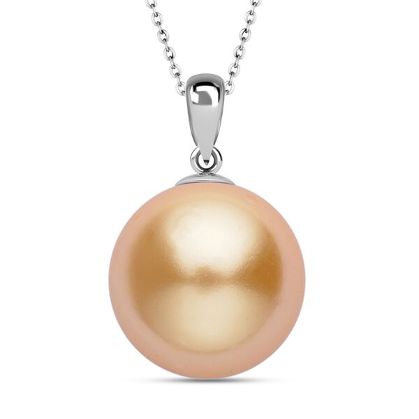 2er Set - Goldene Muschelkernperlen Ohrringe und Anhänger mit Kette Schmuckset, Edelstahl, 925 Silber rhodiniert image number 2