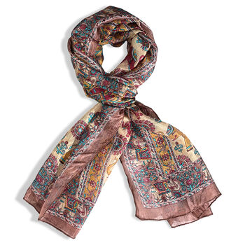 LA MAREY Seidenschal, Druckmuster, 50x170cm, Mehrfarbig