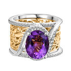 Mashamba Amethyst Ring Messing Zweifarbige Beschichtung (Größe 21.00) ca. 5.57 ct