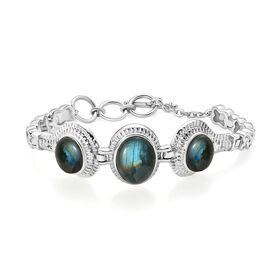 Labradorit Armband ca. 18 cm Edelstahl ca. 21.74 ct