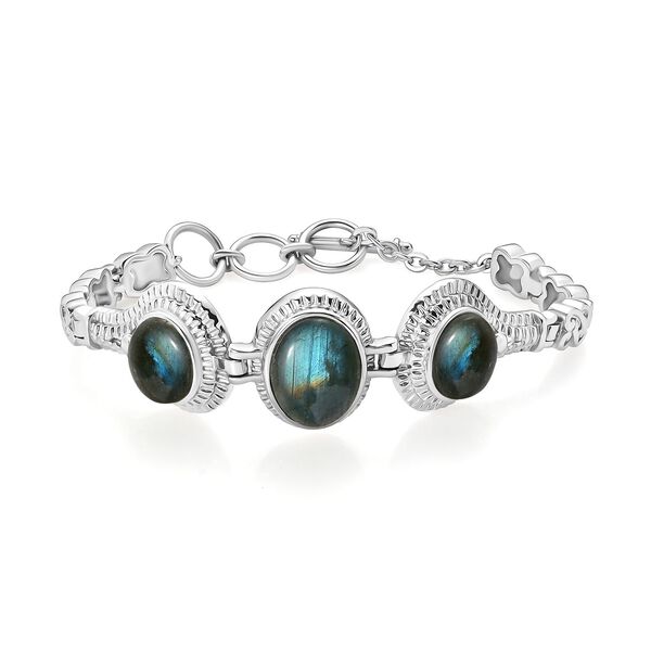 Labradorit Armband ca. 18 cm Edelstahl ca. 21.74 ct image number 0