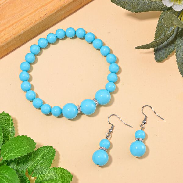 Sleeping Beauty türkisfarbenes Muschelkernperle Schmuckset image number 2