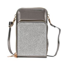 Elegante Umhängetasche mit RFID-Schutz, Silber