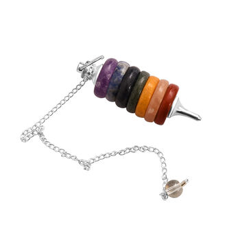 Mehrfarbige Edelstein 7 Chakra Pendel, silberfarben ca. 60.00 ct