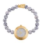 Weißer Howlit Uhren Reiner Edelstahl Bicolor flexibel ca. 50,00 ct.