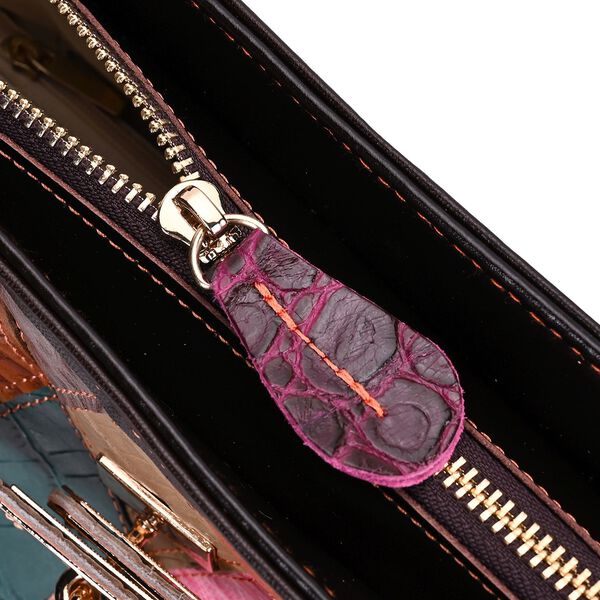 Chaos by Elsie - Echtleder Umh&auml;ngetasche mit RFID-Schutz, Mattes Krokodil-Pr&auml;gemuster, 34x14x25 cm image number 6