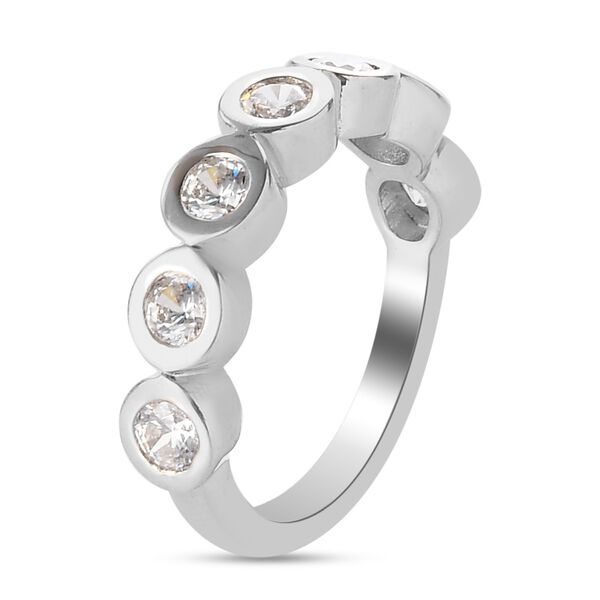LUSTRO STELLA Hergestellt mit ZIRKONIA 7 Stein Ring 925 Silber Platin-&Uuml;berzug (Gr&ouml;&szlig;e 16.00) ca. 1,73 ct image number 4