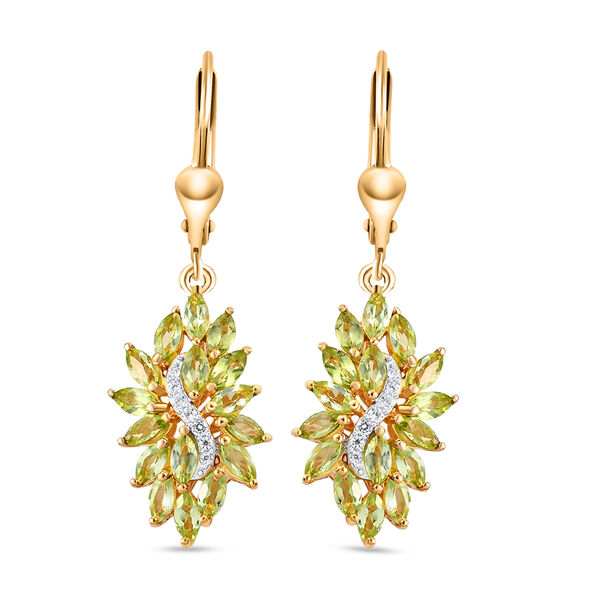 Nat&uuml;rliche Peridot und Zirkon-Ohrh&auml;nger in Silber, 2,88 ct.