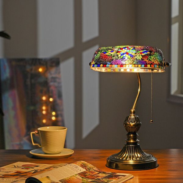 Mosaik-Tischlampe, Größe:26x25x35cm, orange, Glühbirne nicht enthalten image number 1