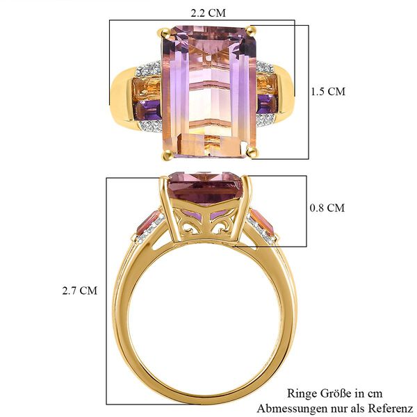 AA Ametrin und afrikanischer Amethyst Ring, 925 Silber Gelbgold Vermeil (Gr&ouml;&szlig;e 20.00) ca. 7.62 ct image number 7