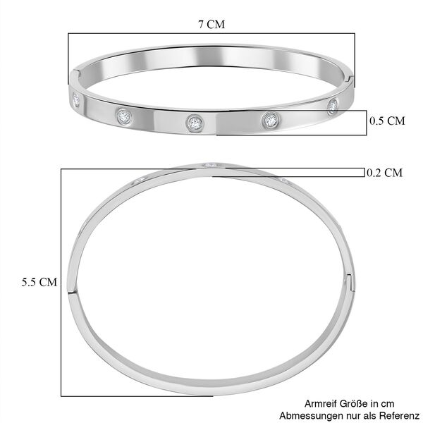 Weißer Zirkonia Armreif ca. 18.5 cm Reiner Edelstahl image number 6