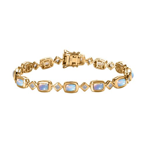 AA natürliches, äthiopisches Welo Opal und weißes Topas-Armband, 20cm - 5,34 ct. image number 0