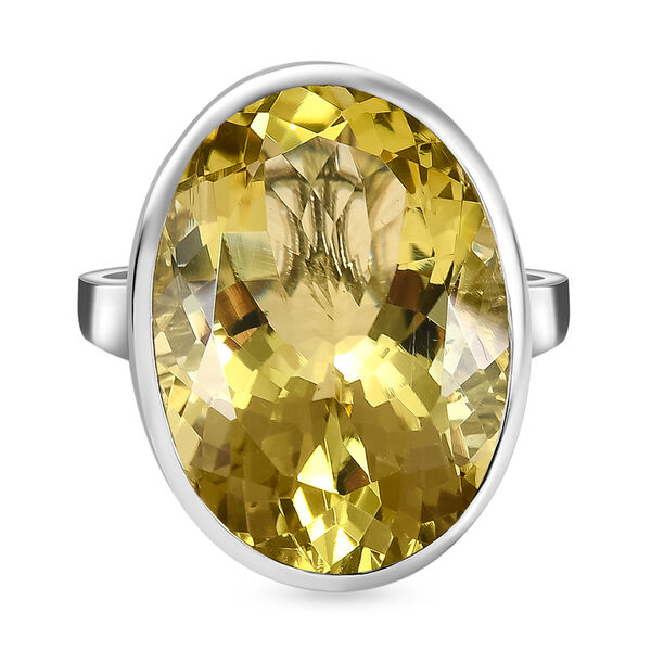 Ouro Verde-Quarz und weißer Zirkon-Ring, 925 Silber platiniert  ca. 22,66 ct image number 0