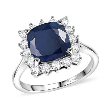 D'Joy AA diffundierter blauer Saphir und Moissanit Ring - 4,53 ct.