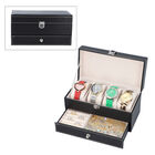 2-lagige Schmuckschatulle mit Uhrenhalter, Schwarz