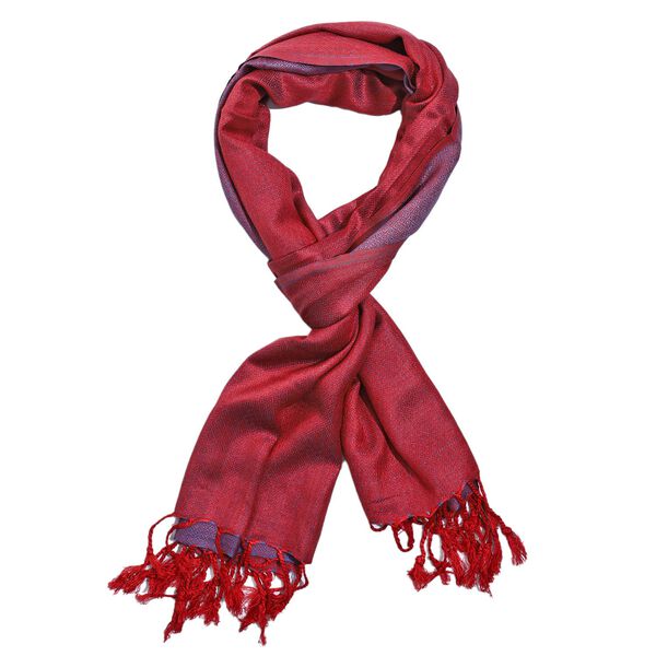 Superweicher doppelgewebter Schal, 70x170 cm, Dunkelrot image number 5