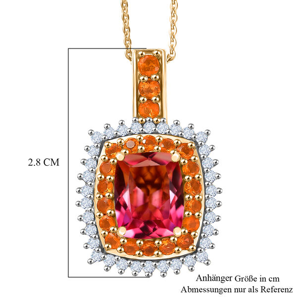 D'Joy Sunset Quarz Triplette, Salamanca Feueropal Schmuckset ca. 50 cm 925 Silber 750 Gelbgold Vermeil ca. 4,51 ct. image number 5