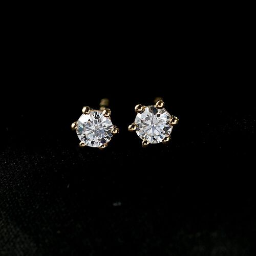 Moissanit Ohrringe 925 Silber 750 Gelbgold Vermeil ca. 0,43 ct. image number 1