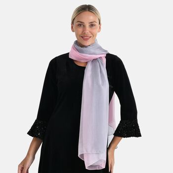 LA MAREY Signature Seidenschal aus 100% Maulbeerseide, 110 x 180 cm, Grau Pink