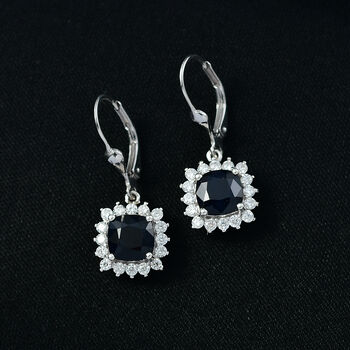 D'Joy AA diffundierte blaue Saphir und Moissanit Ohrringe - 4,31 ct.
