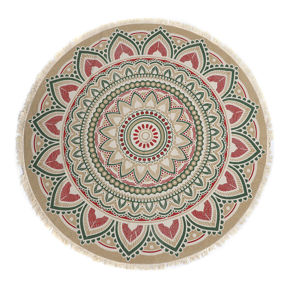 Handgewebter Teppich aus 100 % Baumwolle, 150 cm Durchmesser, Mandala Mehrfarbig image number 2