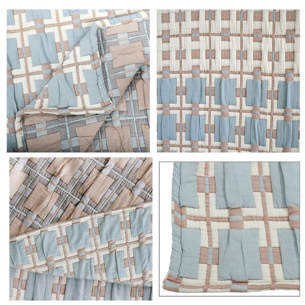 Luxus Jacquard Decke, fein gemustert, 2200 g Poly Füllung, 200 x 230 cm, Weiß Himmelblau image number 7