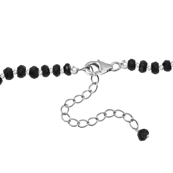 AA Schwarzer Spinell Halskette ca. 45 cm+ 5 cm Extender, 925 Silber rhodiniert ca. 80,00 ct. image number 4