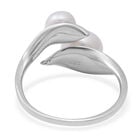 Weiße Süßwasser Perle Bypass Ring 925 Silber Rhodium-Überzug image number 3