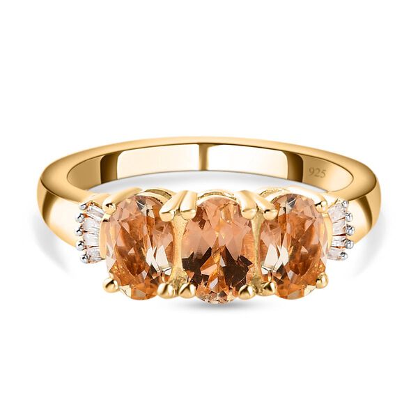 Kaiserlicher Topas und wei&szlig;er Diamant-Ring, 925 Silber vergoldet  ca. 1,57 ct