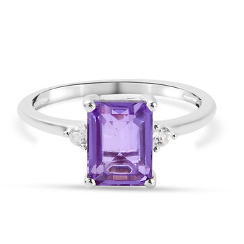 Lavendel Alexit Triplett Quarz und Zirkon-Ring, 925 Silber (Gr&ouml;&szlig;e 21.00) ca. 2,12 ct