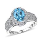 LUXURIANT DIAMOND - AAA Santamaria Aquamarin, Lab Grown Diamant Ring 417 Gold (Gr&ouml;&szlig;e 20.00) ca. 2,73 ct